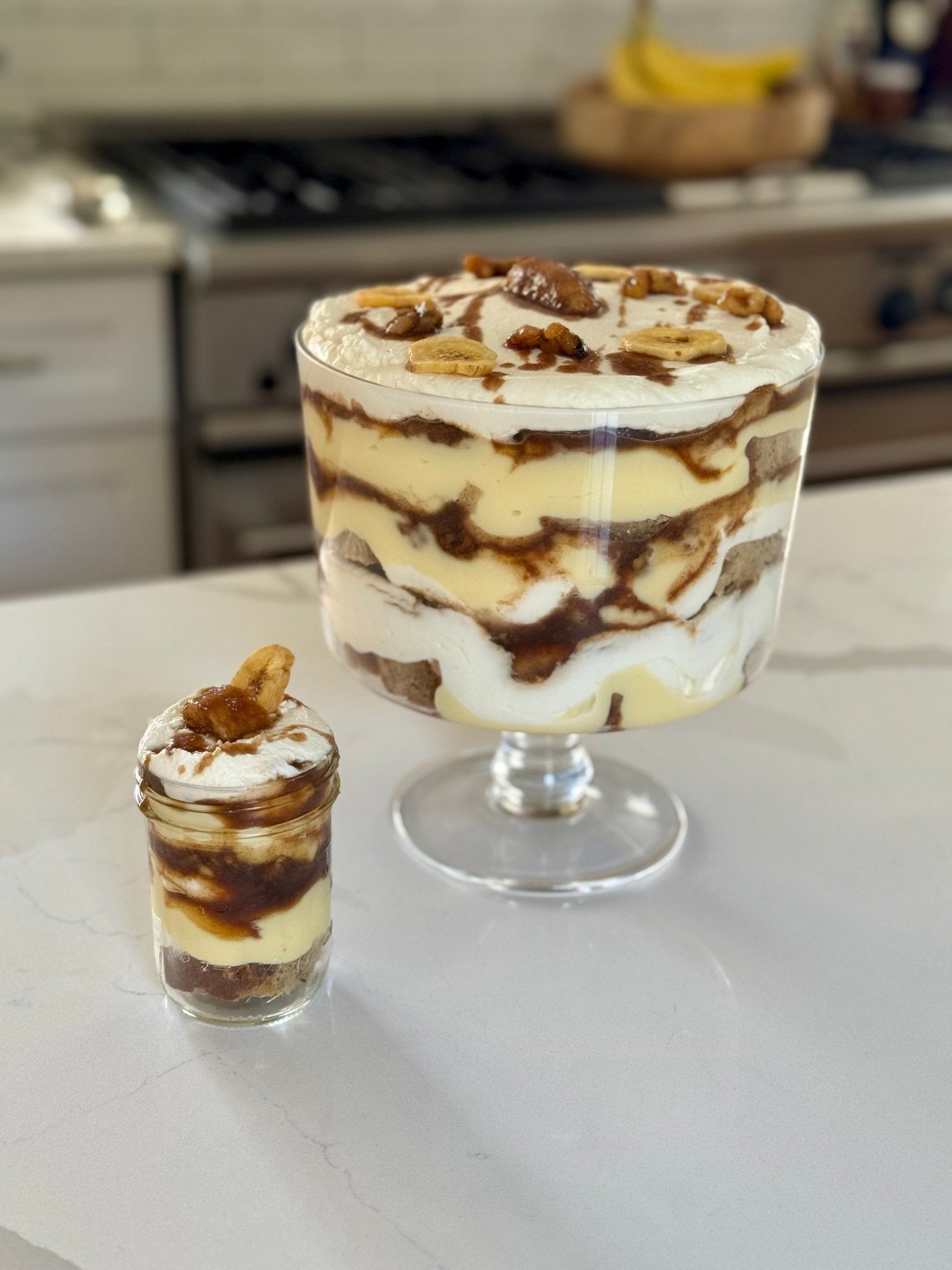 Hungry Monkey™ Bananas Foster Trifle  With a crème fraiche vanilla bean whipped cream