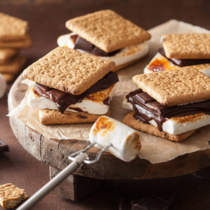 S'Mores with homemade graham crackers and peanut butter cups